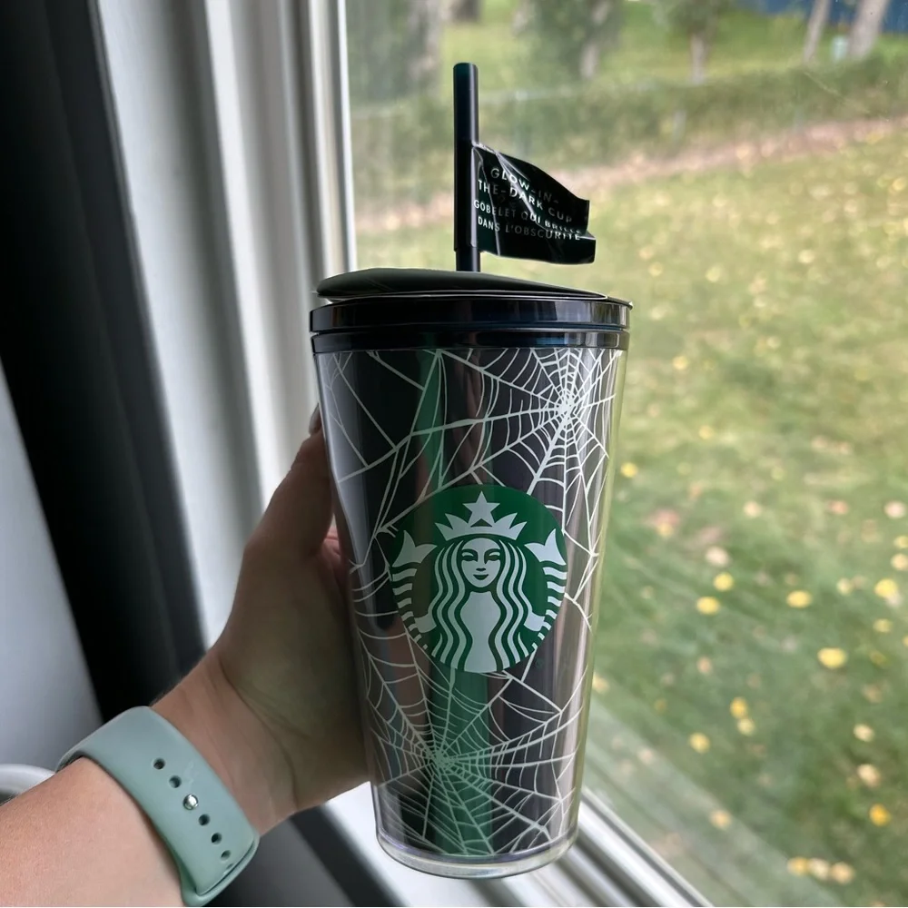 Starbucks Glow in the Dark Spiderweb Cold Cup with Stickers - Picture 2 of 3
